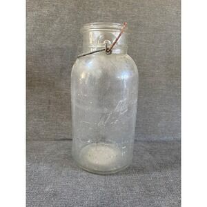 Antique Ball Ideal Pint Mason Jar #7 Clear Glass Missing Lid Rusty Crusty